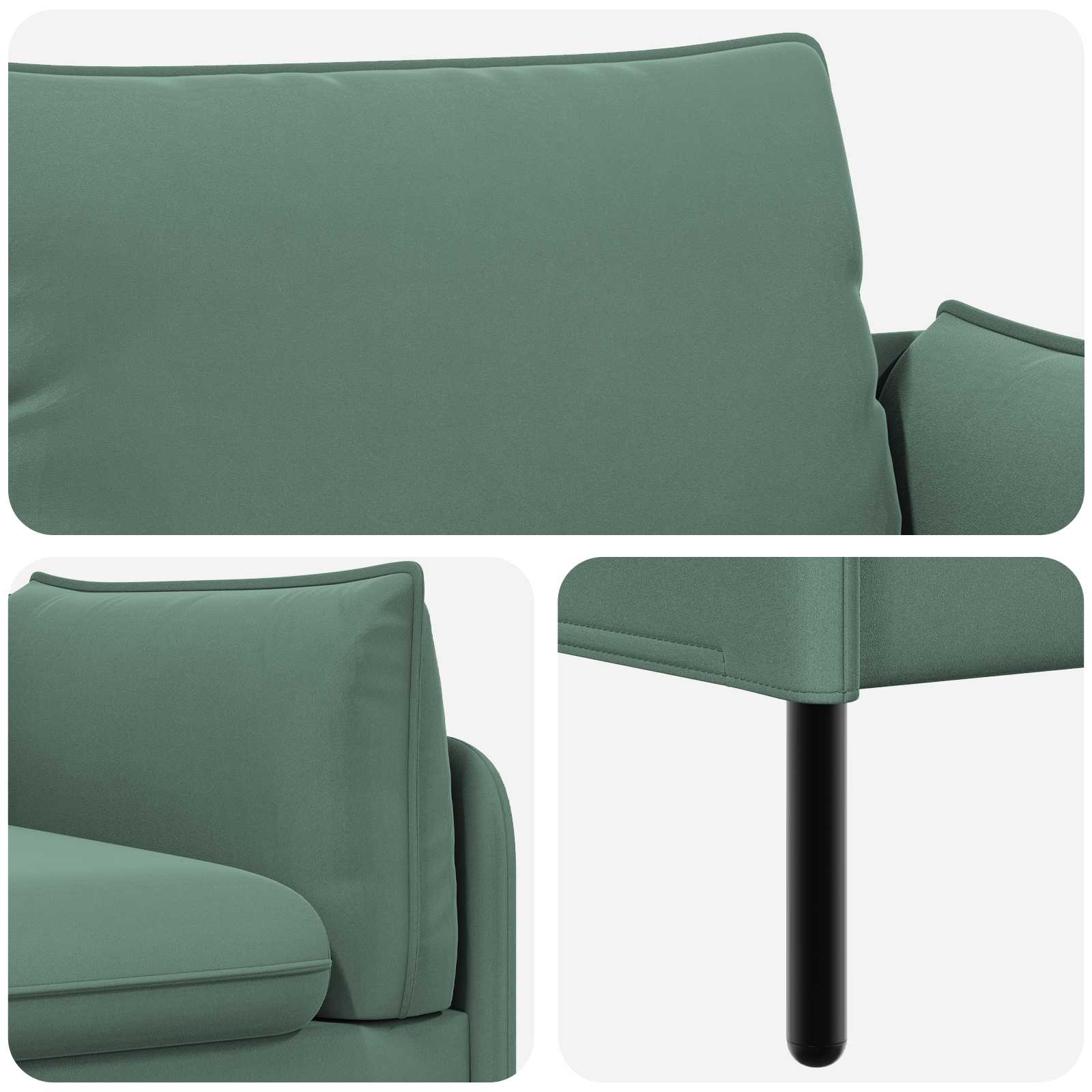 3-Zits Bank 3-zits Zeegroen 222 x 81 x 89 cm fluweel