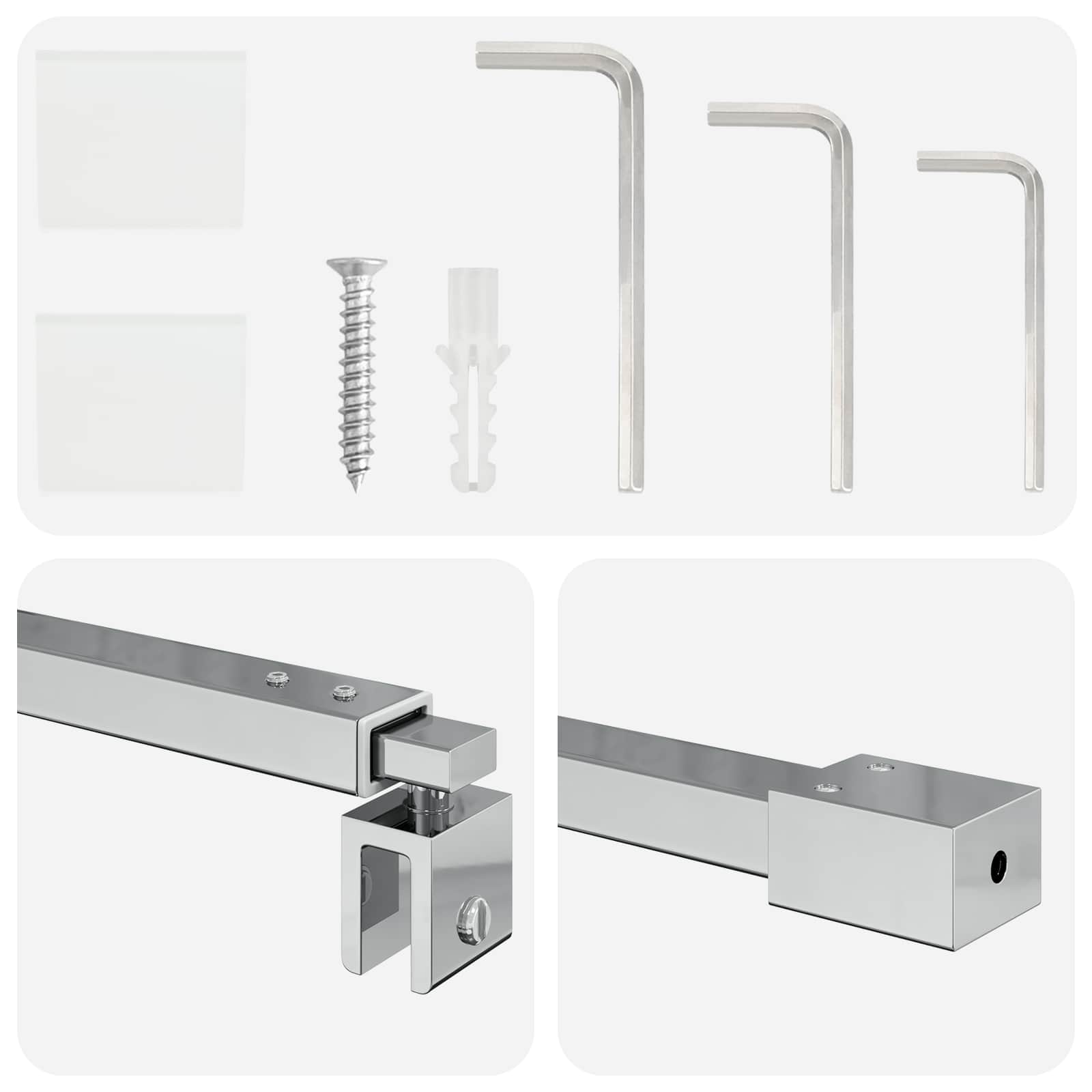 Stabilisatiestang douchewand 70-120 cm voor 6/8 mm glas Chroom