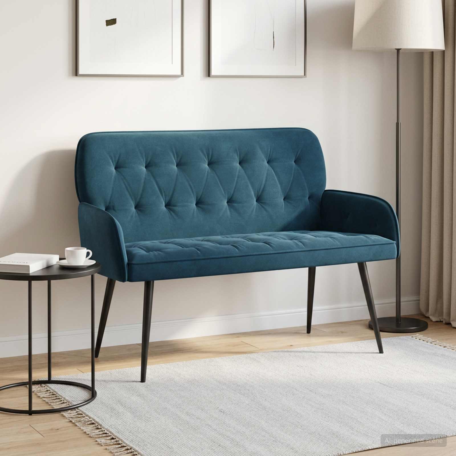 Tweezitsbank met metalen poten 2-zits Blauw fluweel