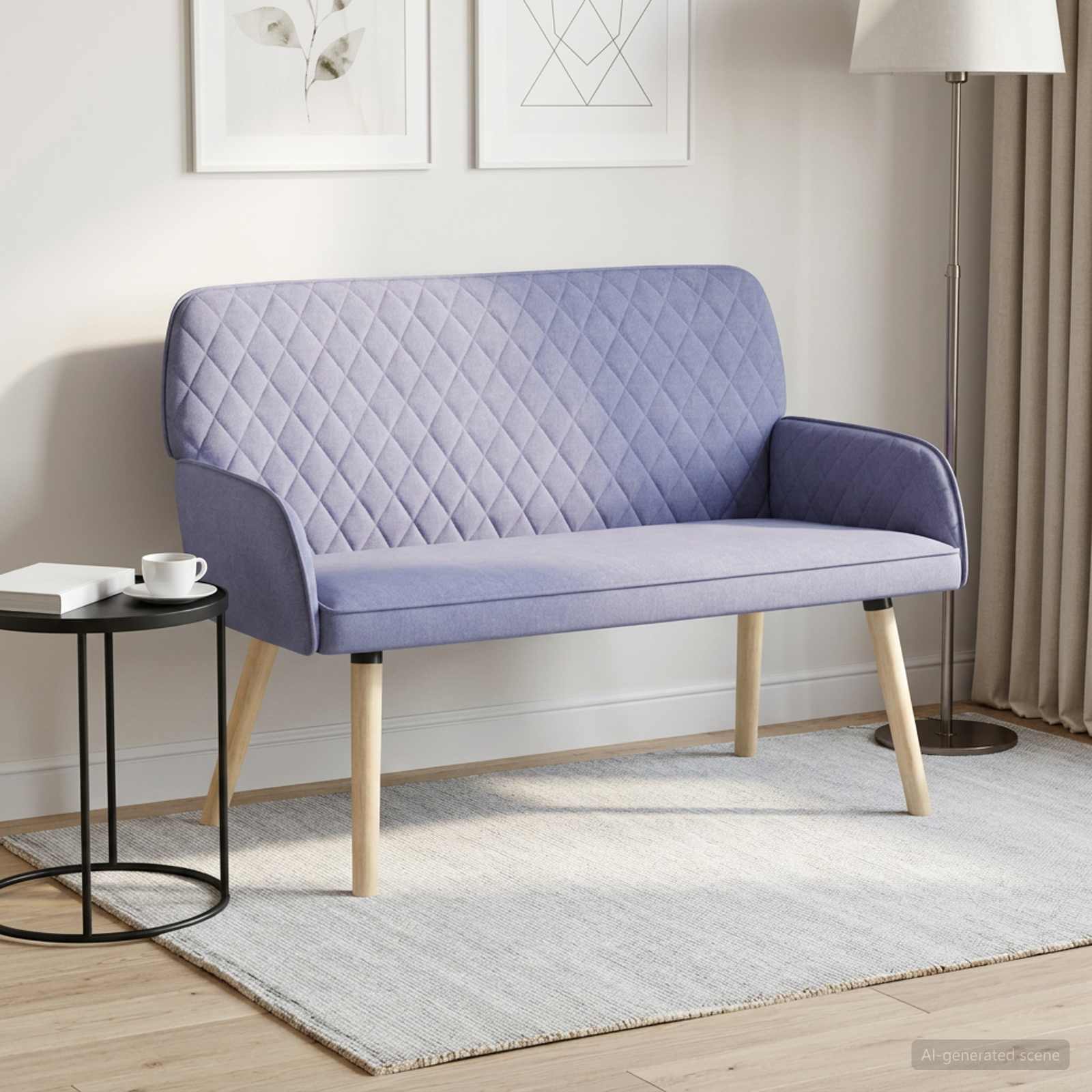 2-zitsbank met massief houten poten 2-zits Jeans Blauw