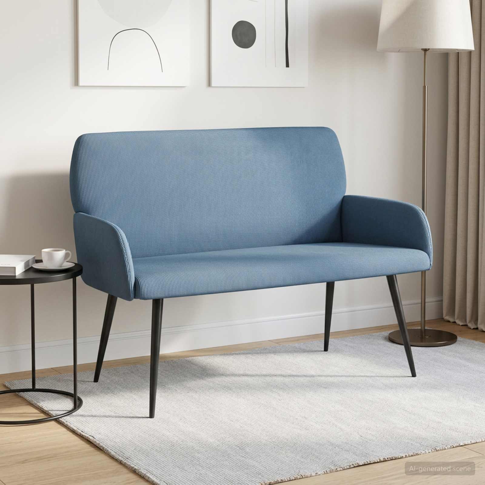Tweezitsbank met metalen poten 2-zits Blauw Katoen Stof
