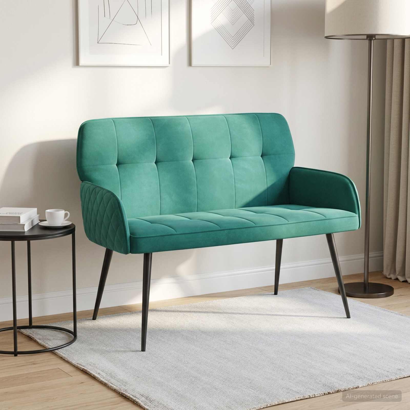 2-zitsbank met metalen poten 2-zits Turquoise fluweel