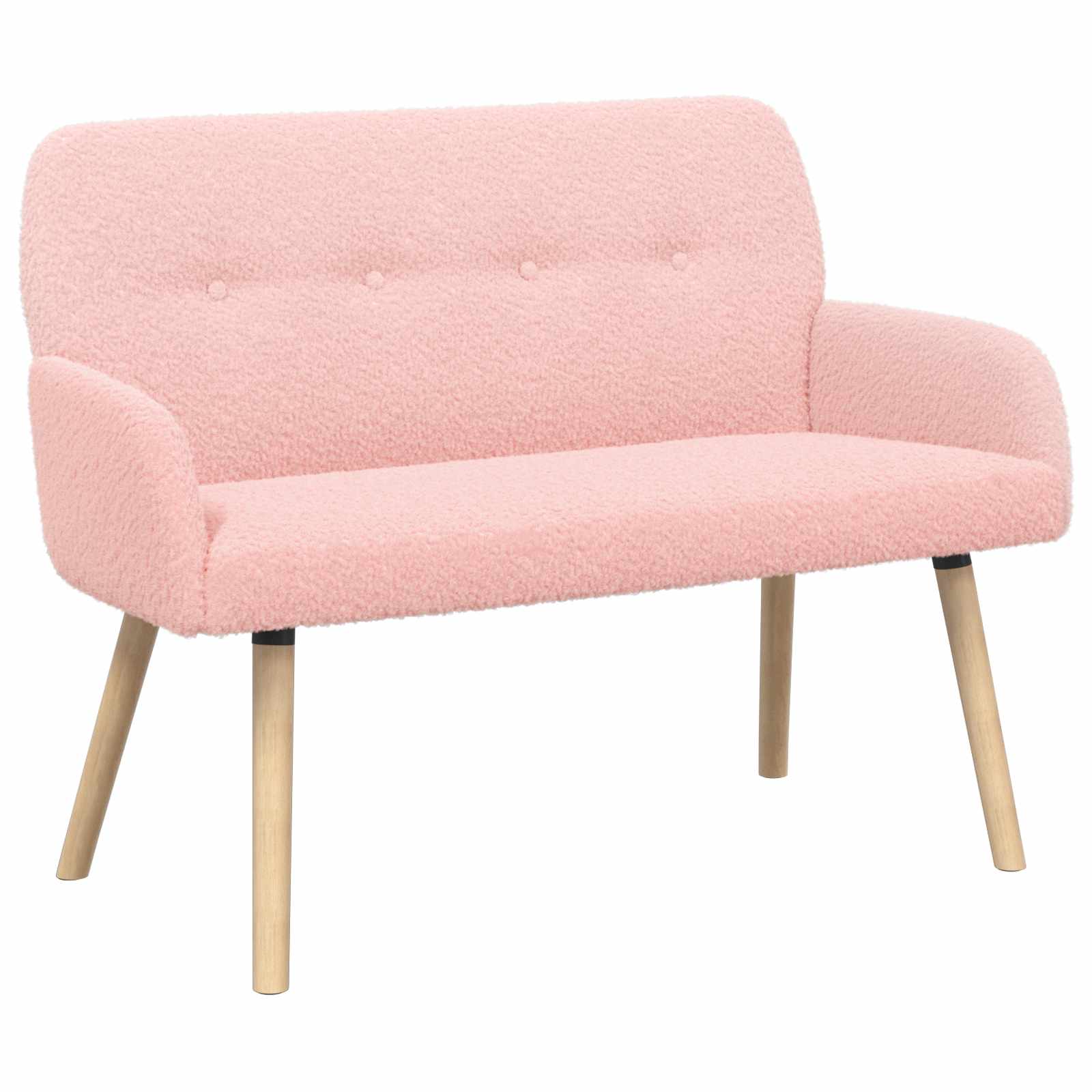 2-zitsbank met massief houten poten Roze Bouclé