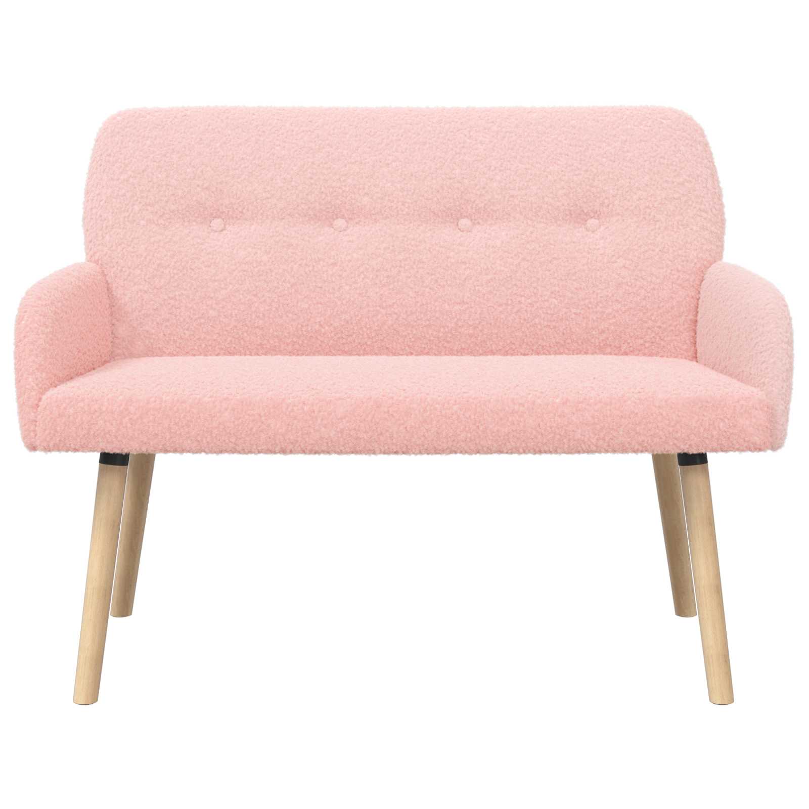 2-zitsbank met massief houten poten Roze Bouclé