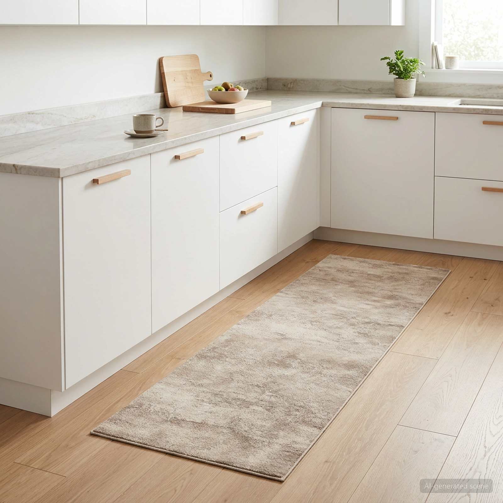 Keuken Vloerkleed Beige beton 150 x 45 cm 100% Polyamide