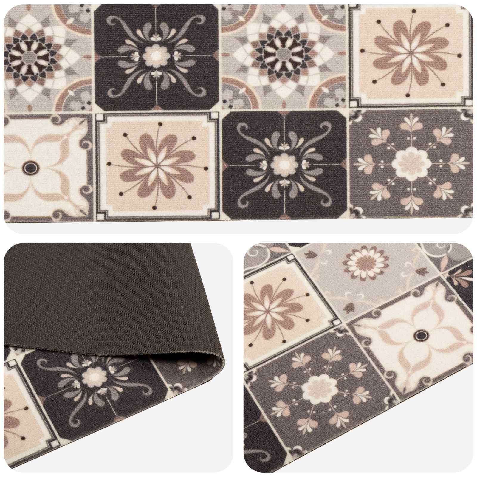 Keuken Vloerkleed Grijs-beige mozaïek 180 x 60 cm