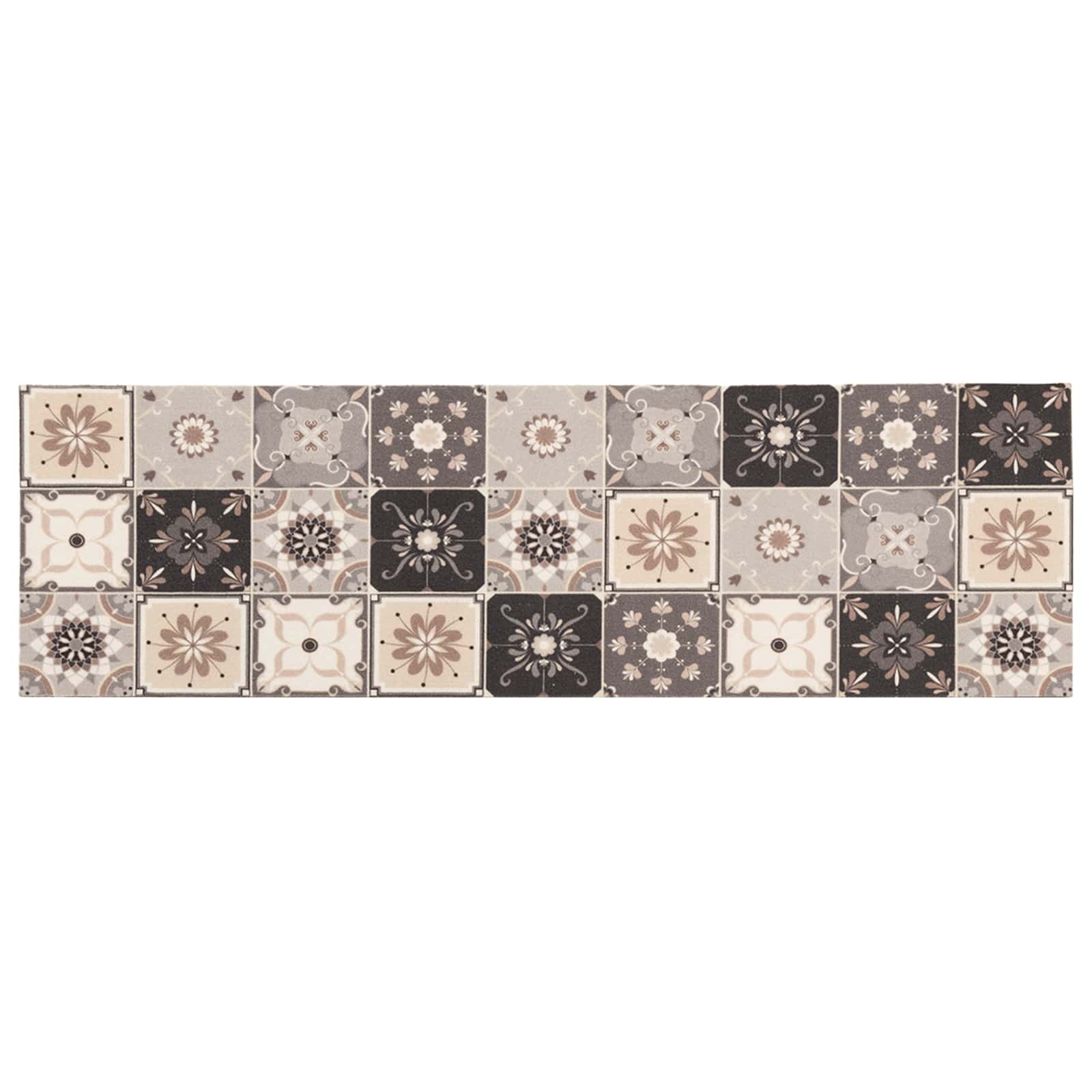 Keuken Vloerkleed Grijs-beige mozaïek 180 x 60 cm