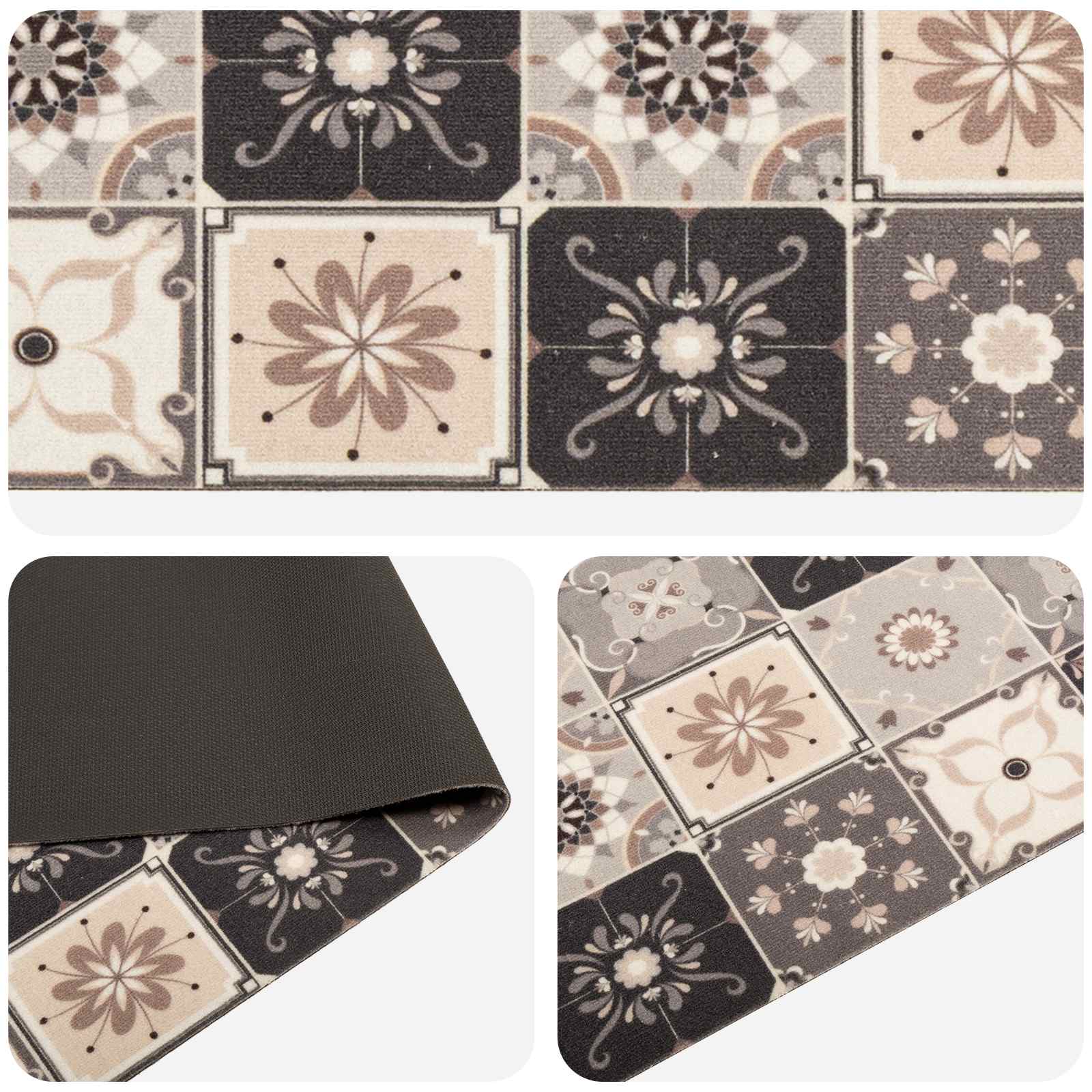 Keuken Vloerkleed Grijs-beige mozaïek 300 x 60 cm