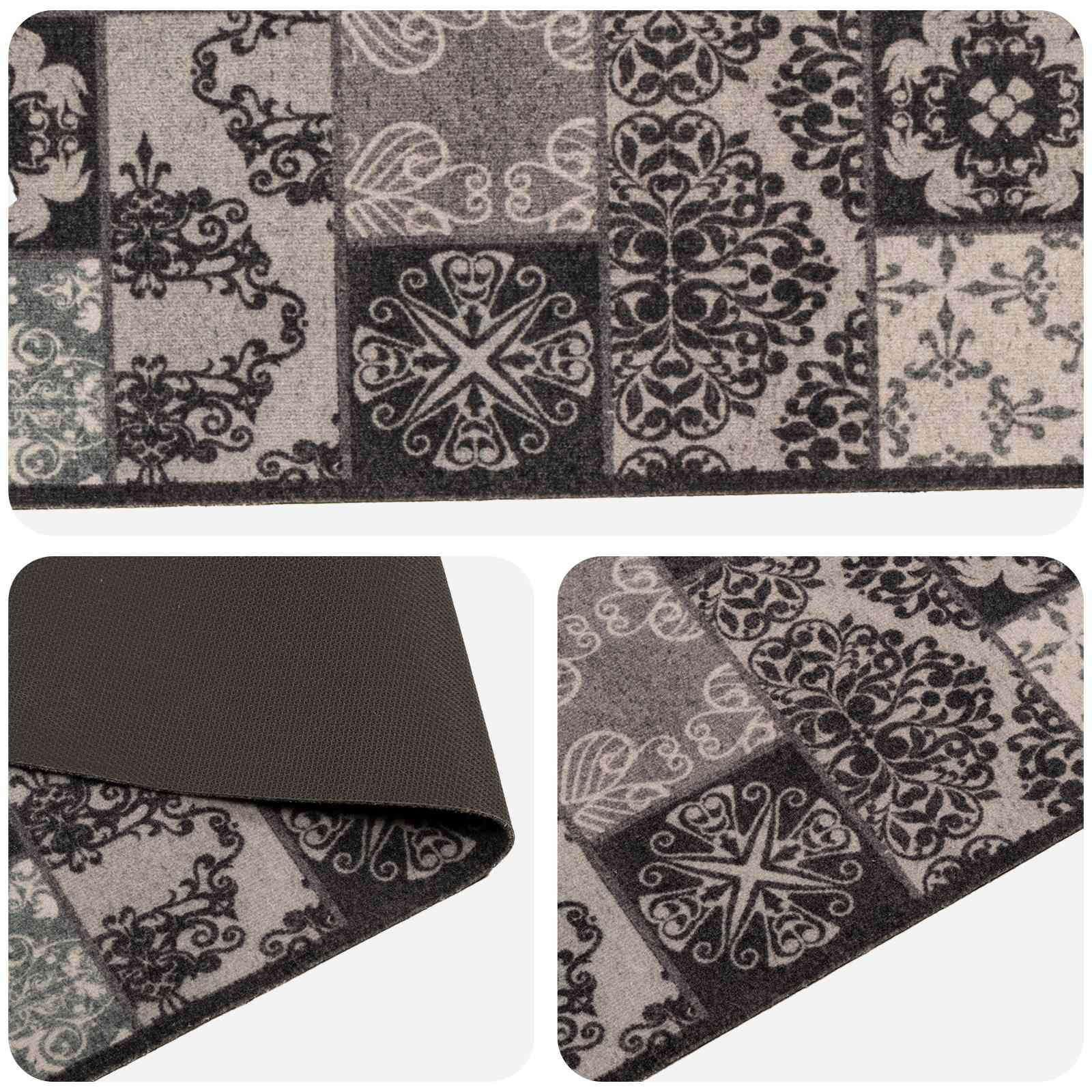 Keuken Vloerkleed zwarte mozaïek 180 x 60 cm 100% Polyamide