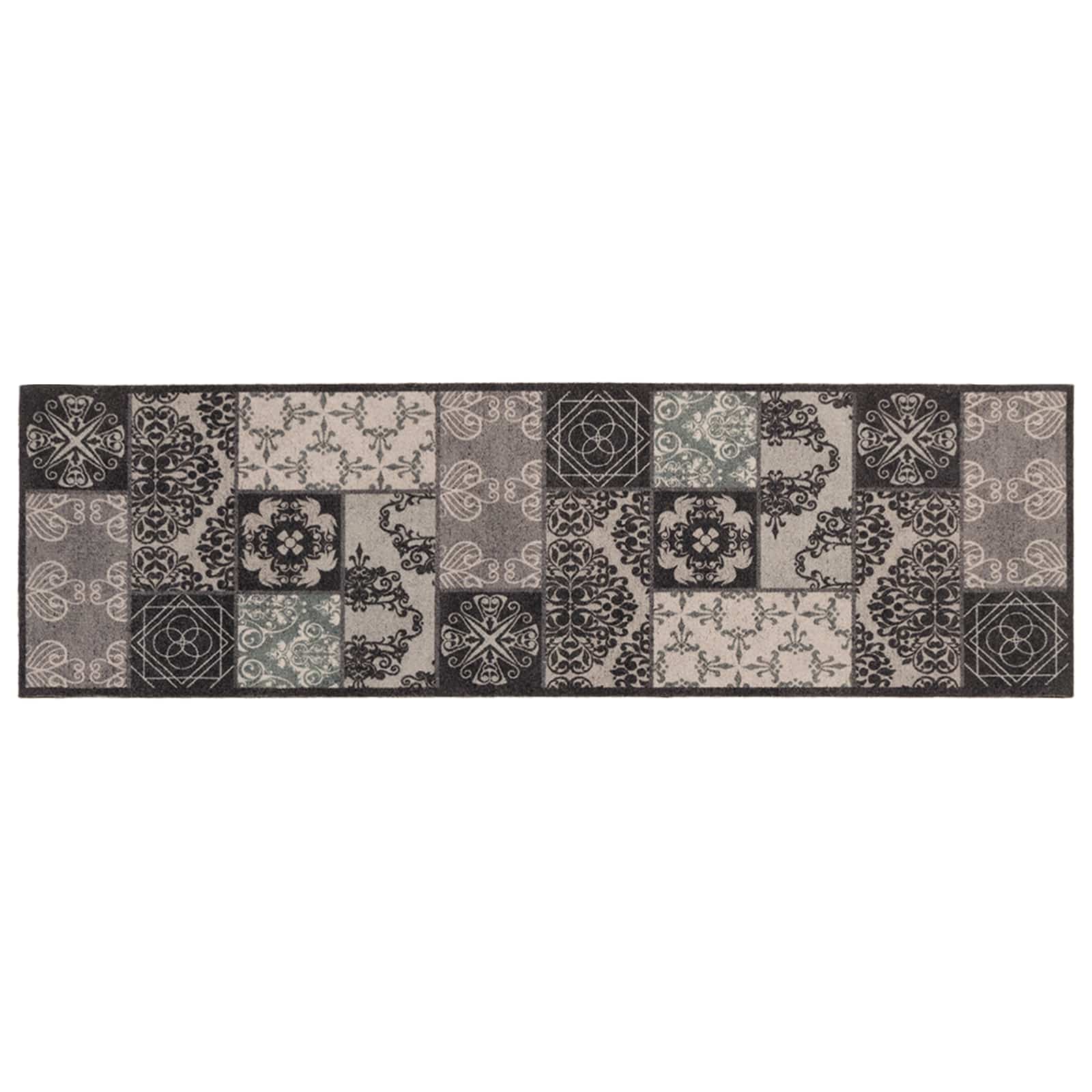 Keuken Vloerkleed zwarte mozaïek 300 x 60 cm 100% Polyamide