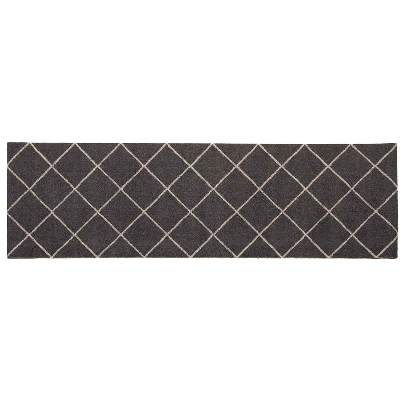 Keuken Vloerkleed Antraciet geruit 300 x 60 cm 100% Polyamide