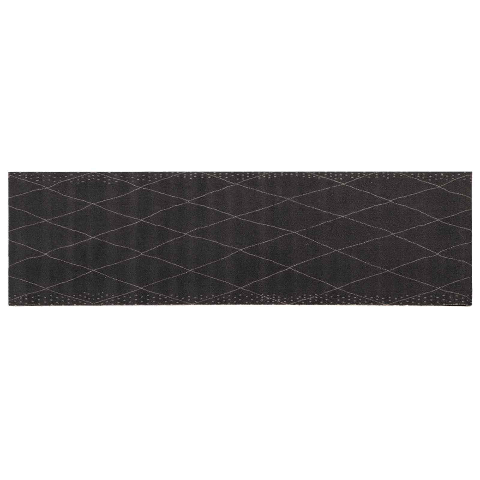 Keuken Vloerkleed antraciet geruit 180 x 60 cm 100% Polyamide