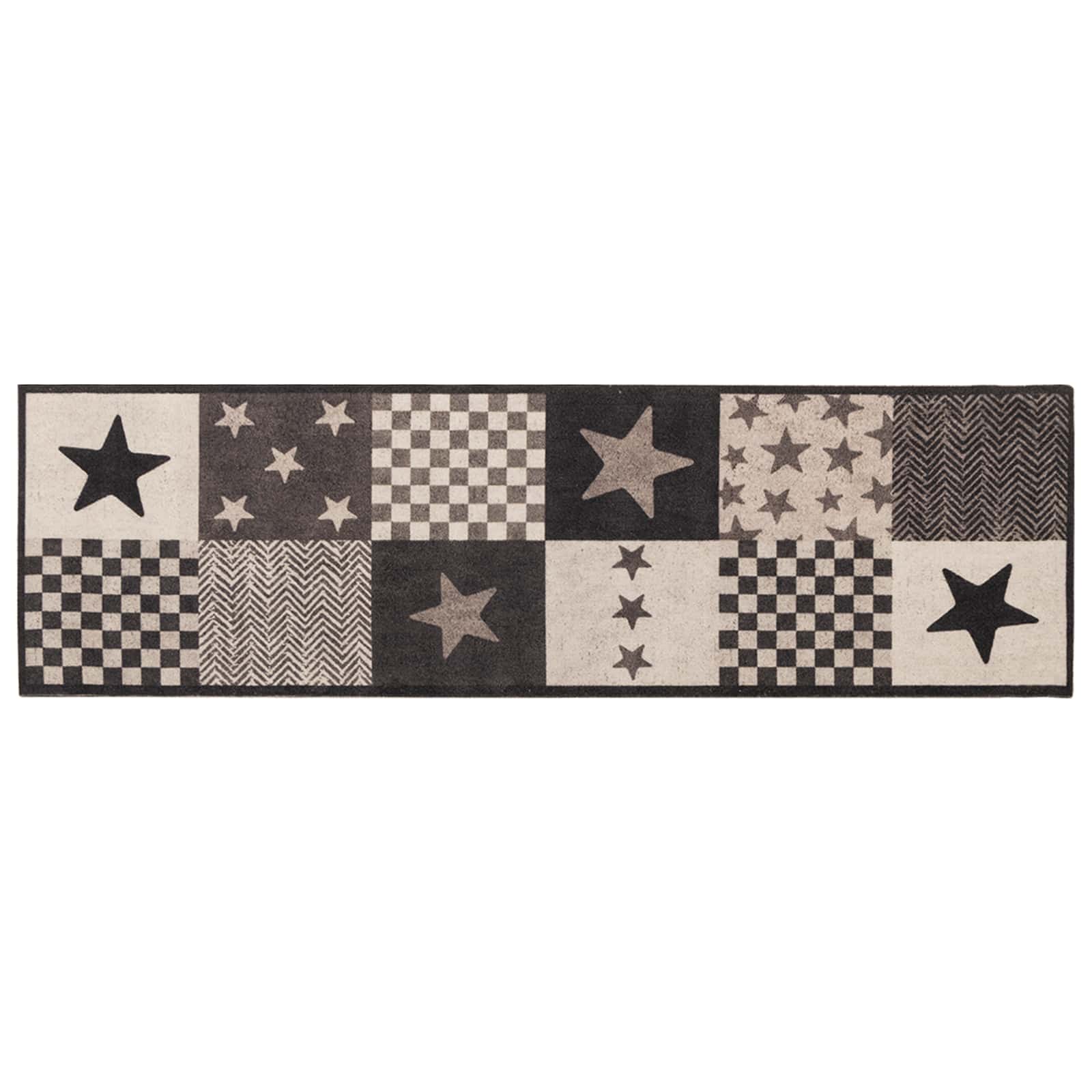 Keuken Vloerkleed grijze sterren 180 x 60 cm 100% Polyamide