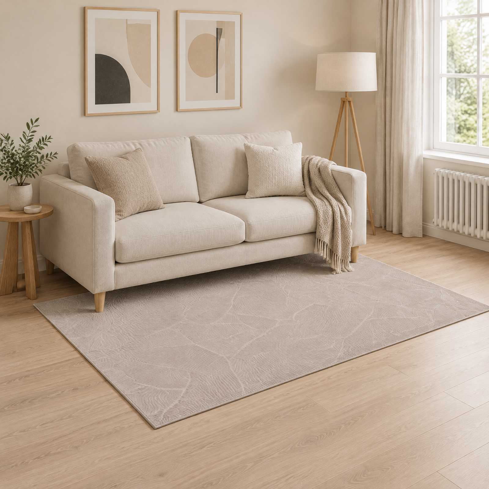 Vloerkleed IZA Beige 120 x 170 cm 100% Polyester Laagpolig