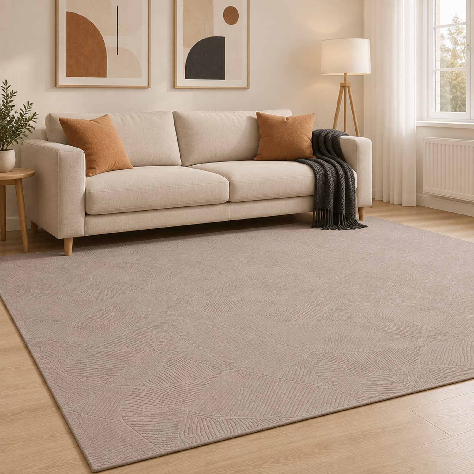Vloerkleed IZA Beige 200 x 280 cm 100% Polyester Laagpolig