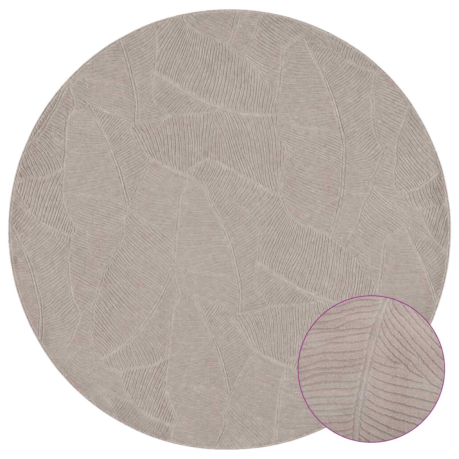 Vloerkleed IZA Beige Ø 160 cm 100% Polyester Laagpolig