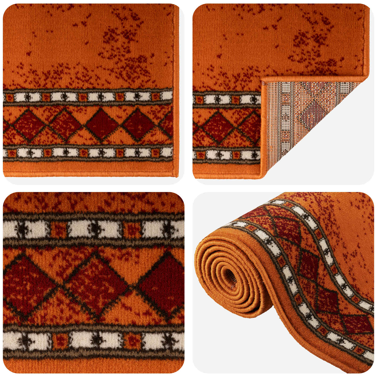 Tapijtloper FLORNES Geweven Oranje Diamanten 67 x 300 cm PP