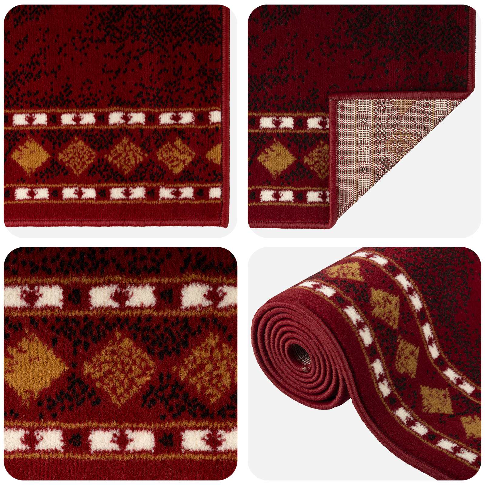 Tapijtloper FLORNES Geweven Rood Diamanten 67 x 150 cm PP 7 mm