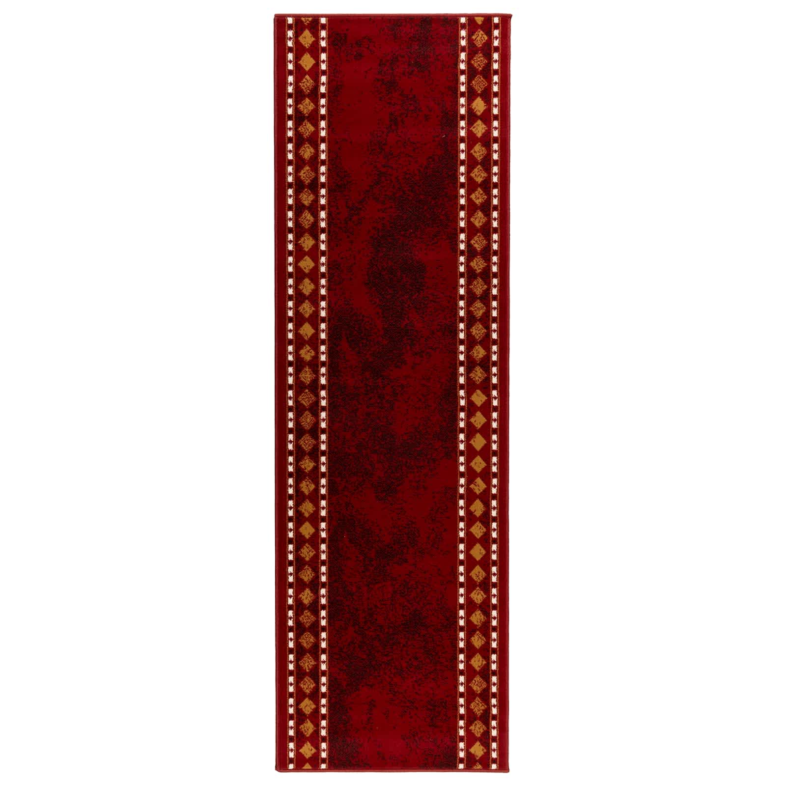 Tapijtloper FLORNES Geweven Rood Diamanten 80 x 450 cm PP 7 mm