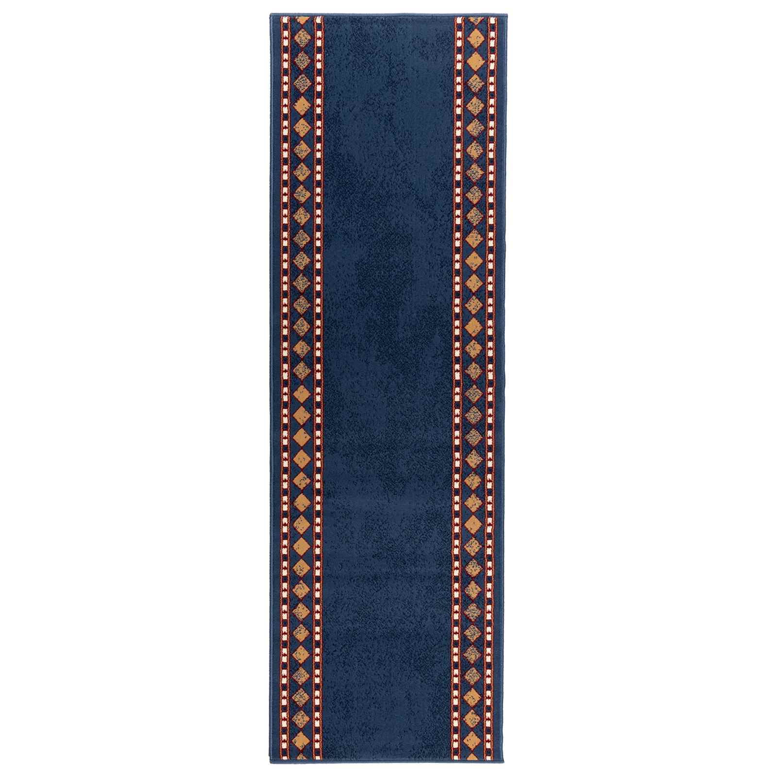 Tapijtloper FLORNES Geweven Blauw Diamanten 100 x 150 cm PP