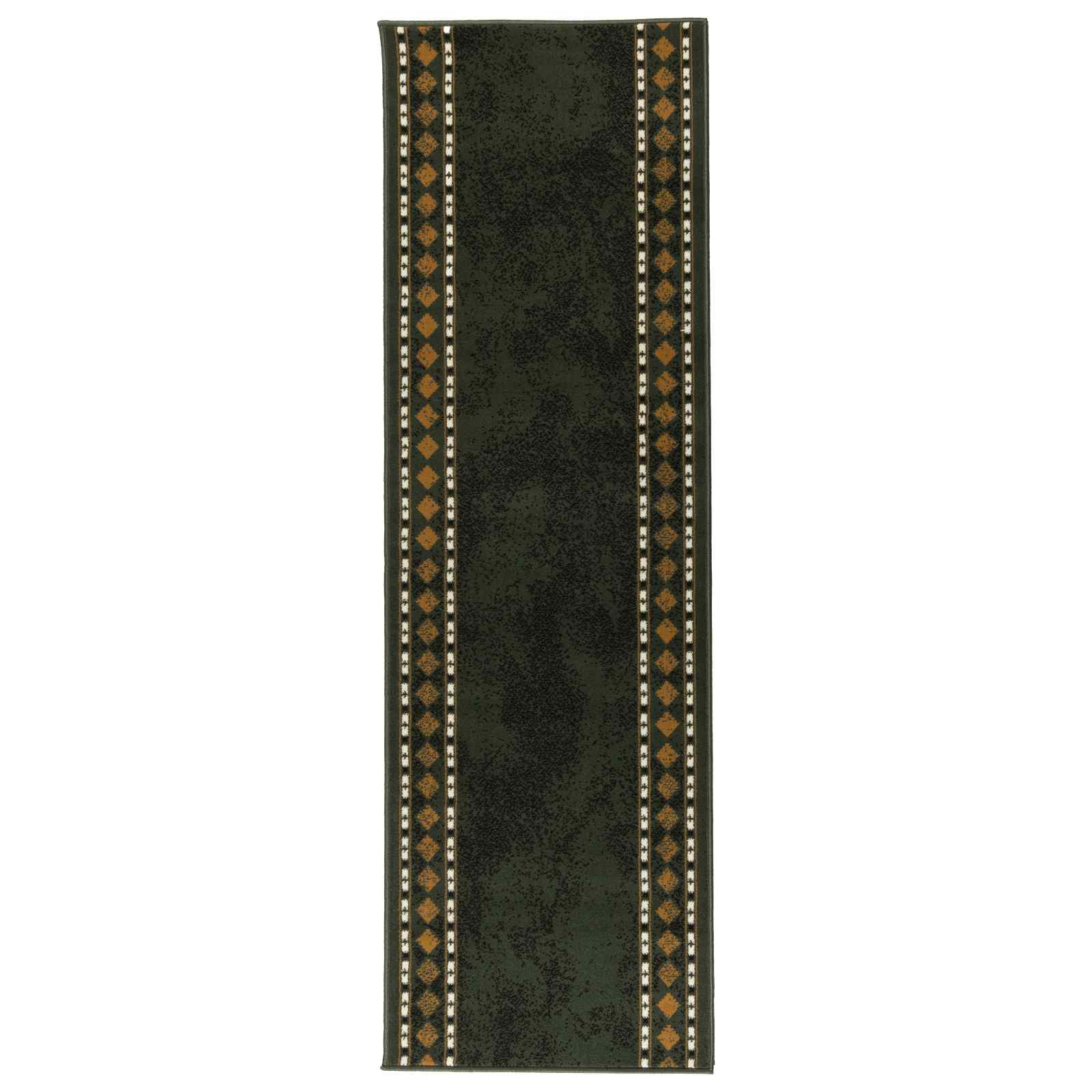 Tapijtloper FLORNES Geweven Groen Diamanten 100 x 450 cm PP