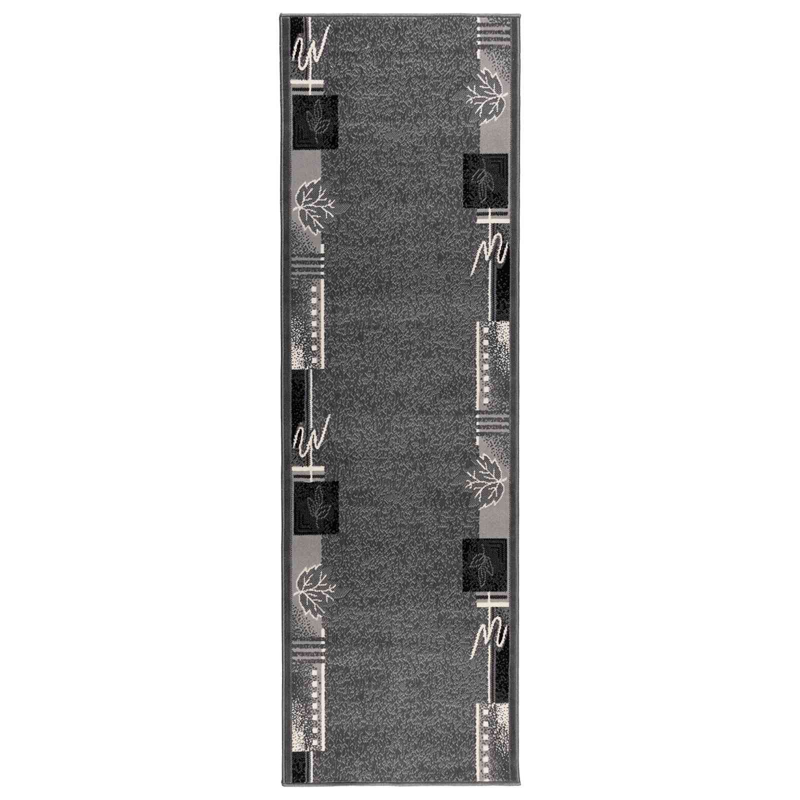 Tapijtloper FLORNES Geweven Grijs Bladeren 100 x 400 cm PP 7 mm