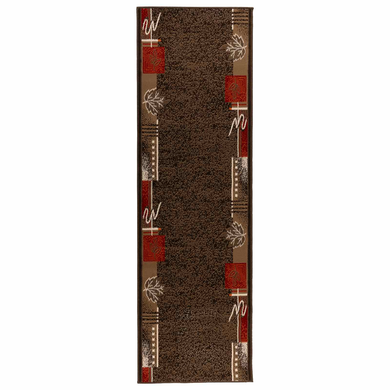 Tapijtloper FLORNES Geweven Bruin Bladeren 80 x 300 cm PP 7 mm