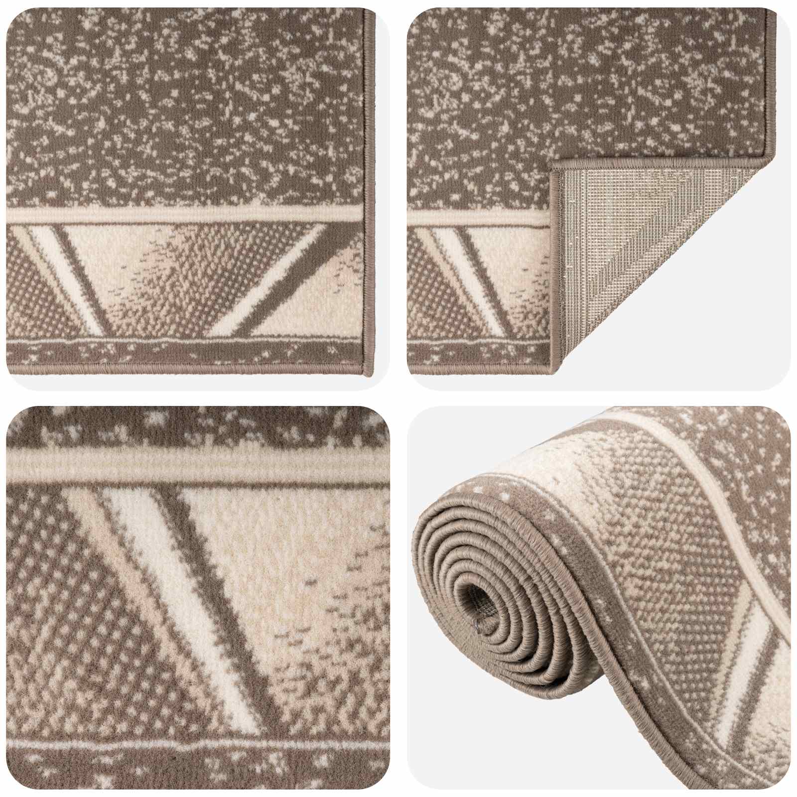 Tapijtloper FLORNES Geweven Taupe Zigzag 80 x 350 cm PP 7 mm
