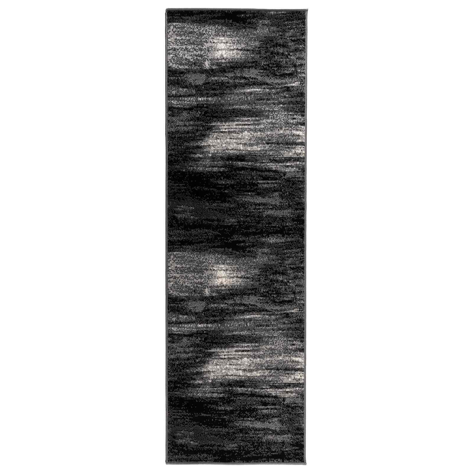 Tapijtloper FLORNES Geweven Zwart Penseelstreken 67 x 350 cm PP