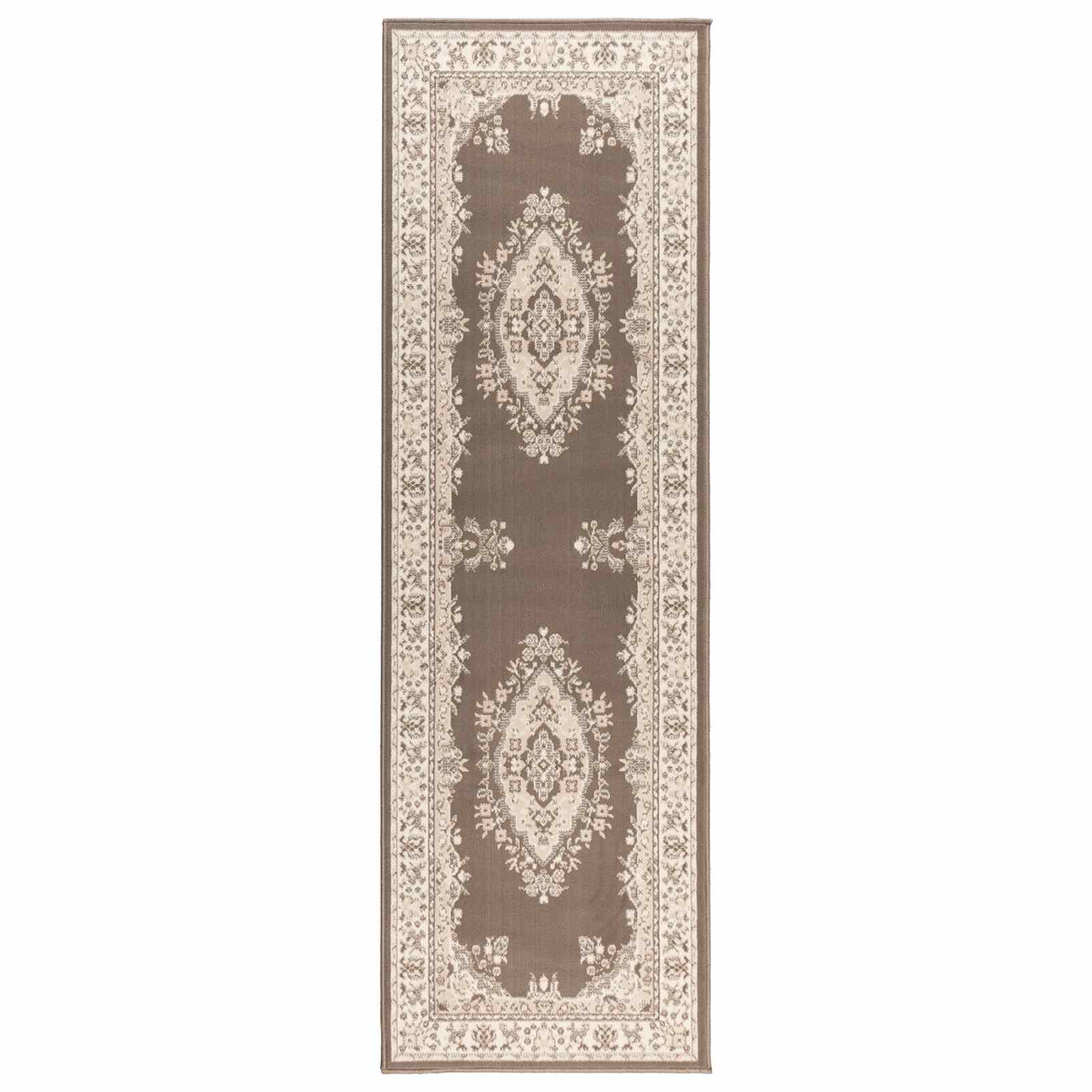Tapijtloper FLORNES Geweven Taupe patroon 80 x 250 cm PP 7 mm