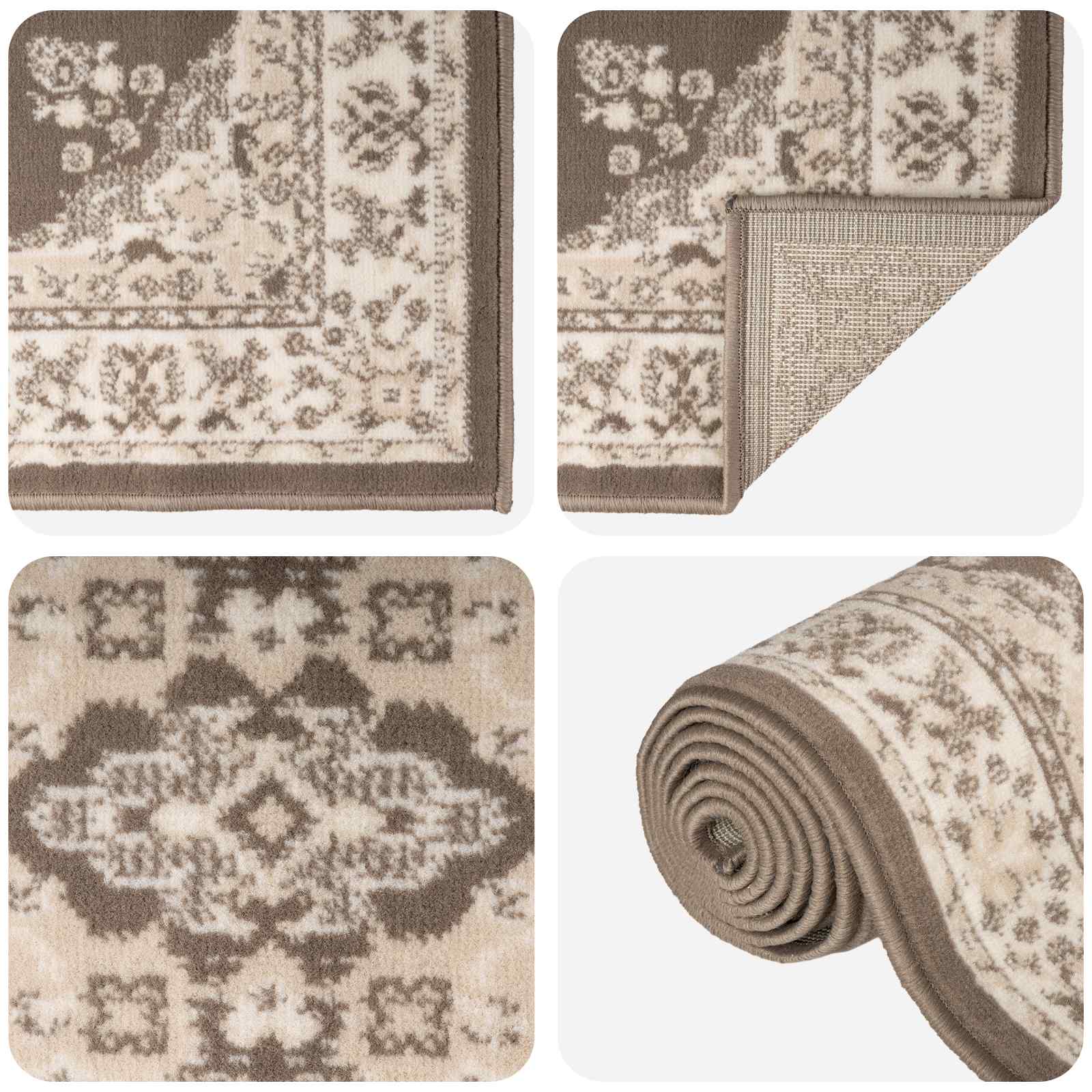 Tapijtloper FLORNES Geweven Taupe patroon 80 x 400 cm PP 7 mm