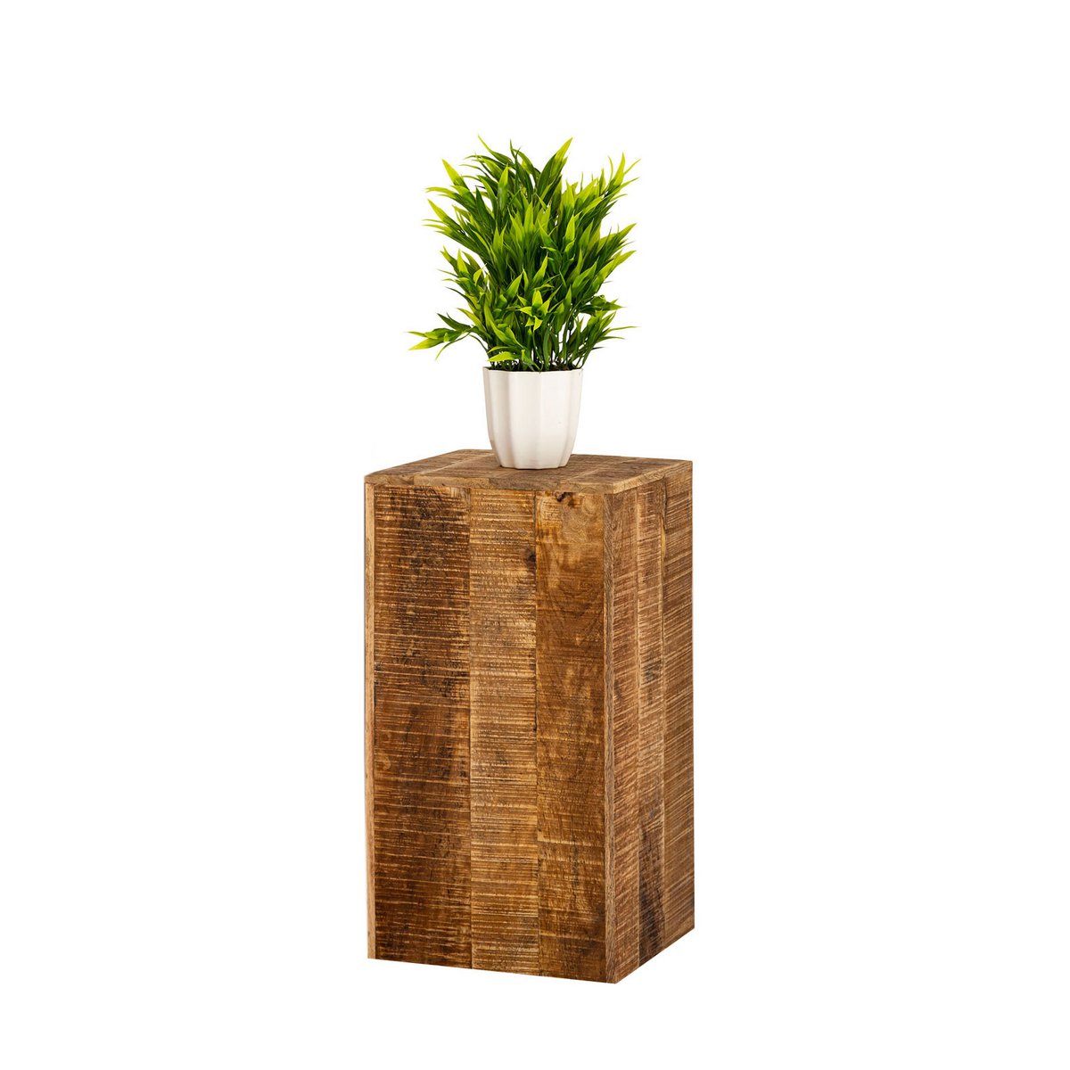 Bloemzuil 27x27 H50 of 73cm bloemenkruk hout plantenstandaard bijzettafel vierkant mangohout