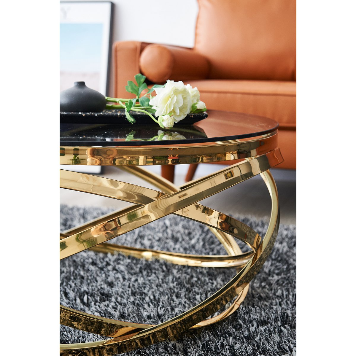 Salontafel goud/grijs Ø 80 cm