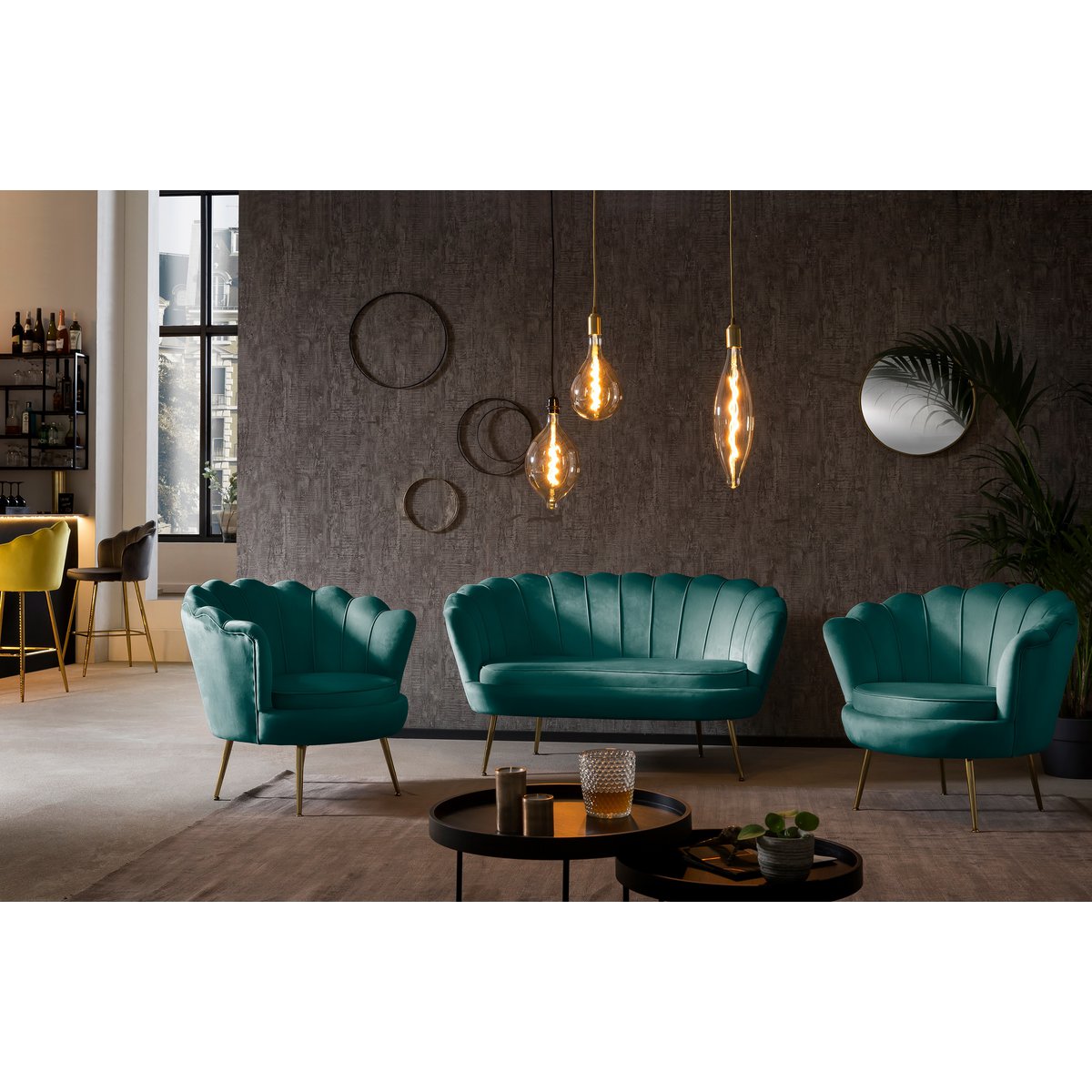 Fluwelen schelp fauteuil Groen