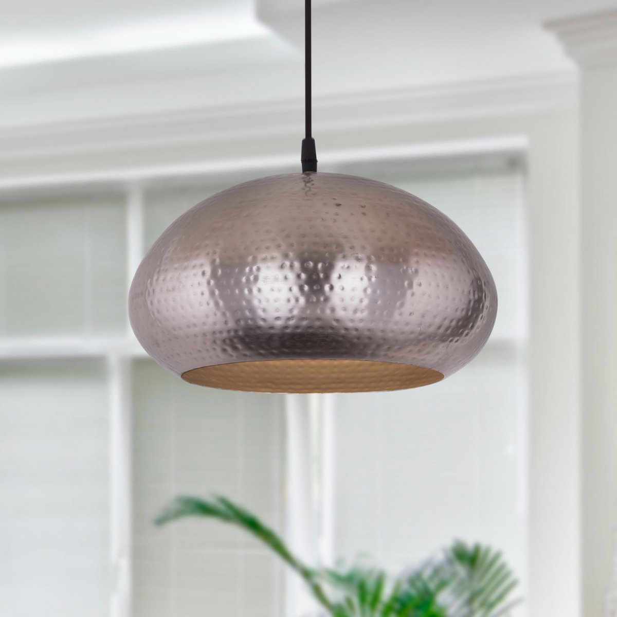 Hangende lamp hanglamp hintlamp metalen eettafel plafondlamp gehembled goud/zilver vintage