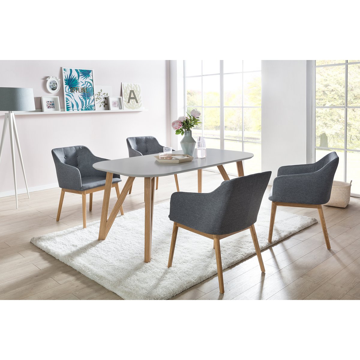 Eettafel 200x100x76 cm grijs eiken