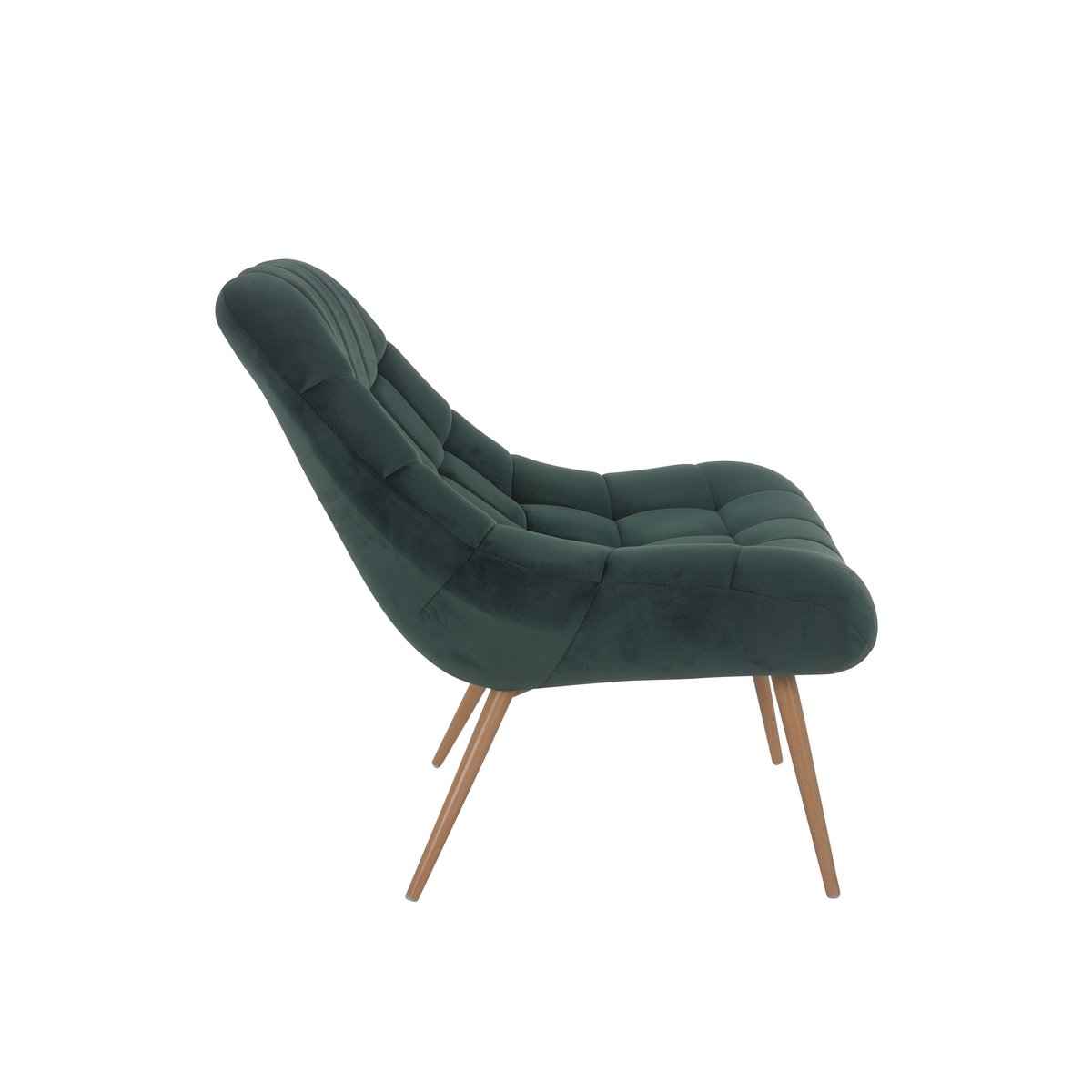 Fauteuil XXL fluweel groen metaal houtlook