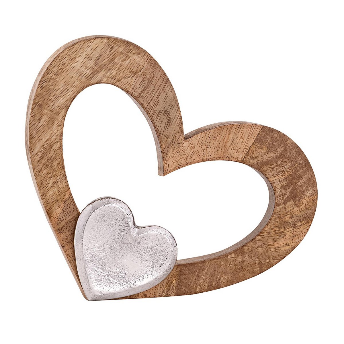 Deco Heart 27x21cm houten figuur mastbox 16-delige Herzilein mango-oude aluminium