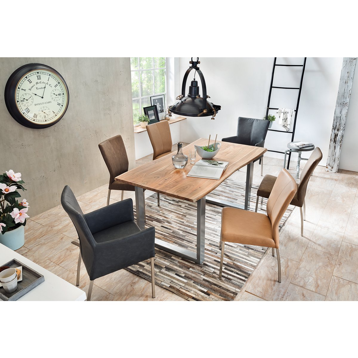 Tafel 180x100 cm, natuurlijk acacia, 56 mm