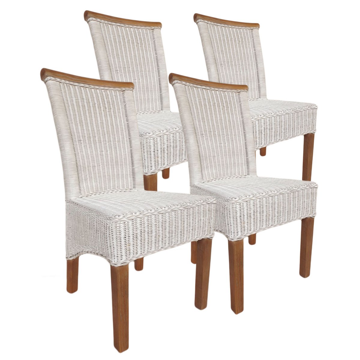Eetkamerstoelen set rattan stoelen Perth 4 stuks witte eettafel stoelen mandstoelen stoelen duurzaam
