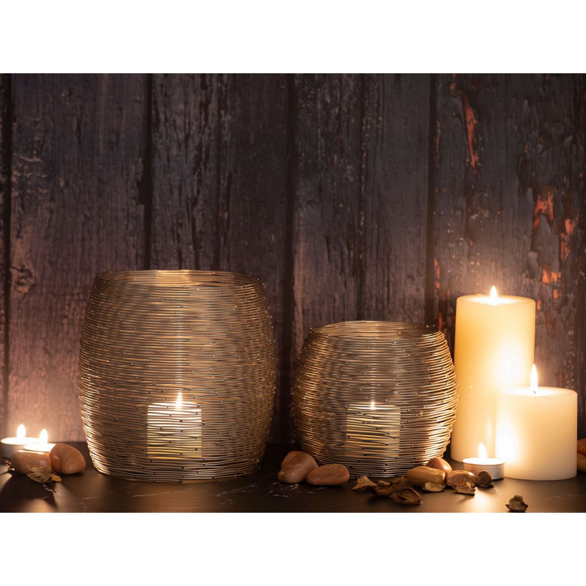 Candle Stand Set 2-delige theelichte houder Windlichter Paris Gold of Silver Candle Holder