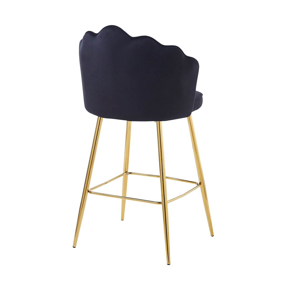 Set van 2 barkrukken met schelpdesign in zwart fluweel
