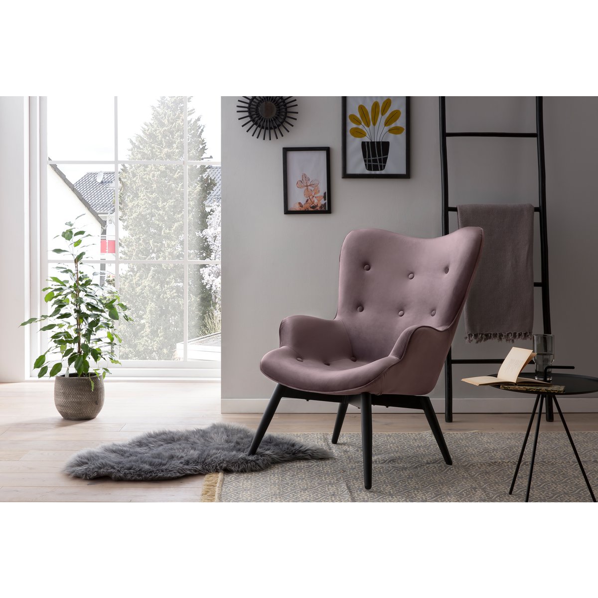 Fauteuil roze fluweel