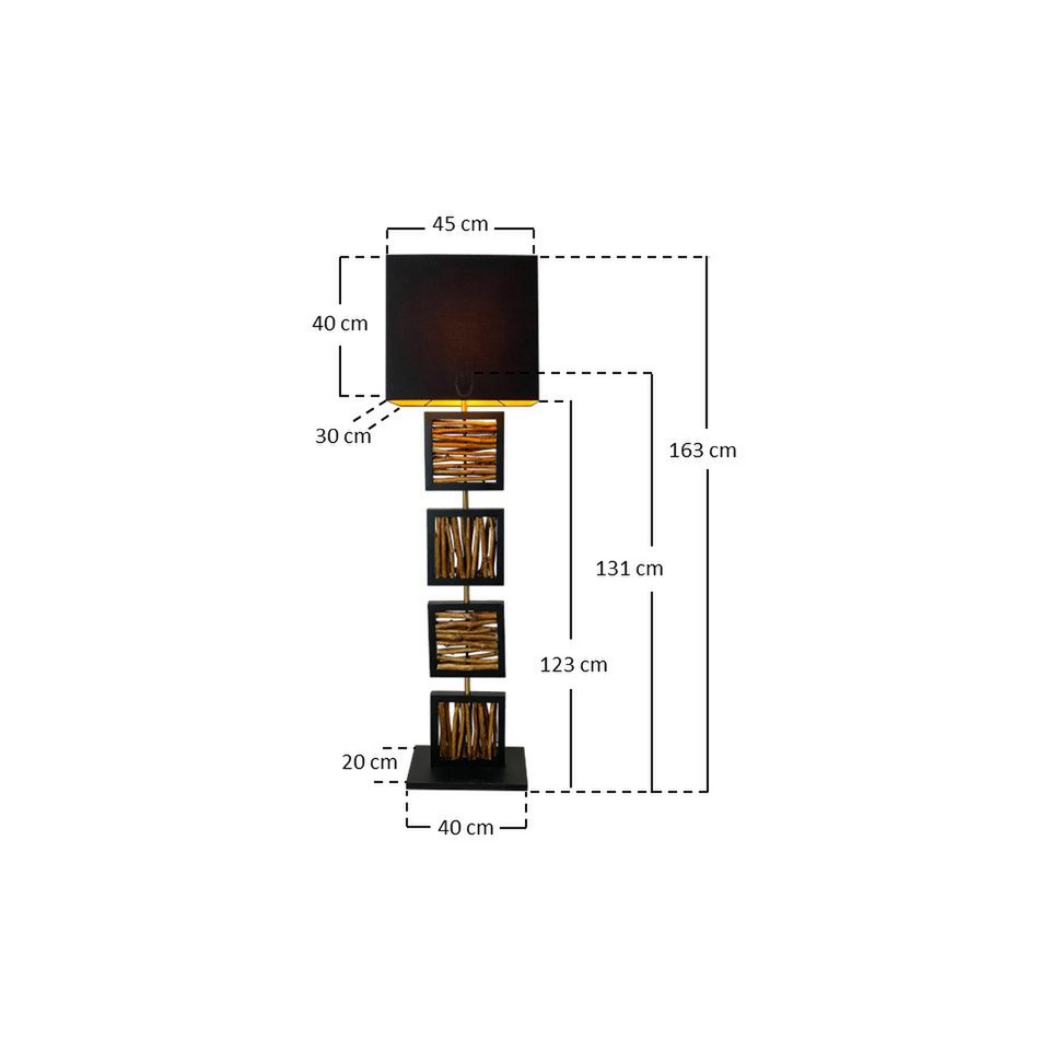 Vloerlamp drijfhout naturel/zwart 163 cm