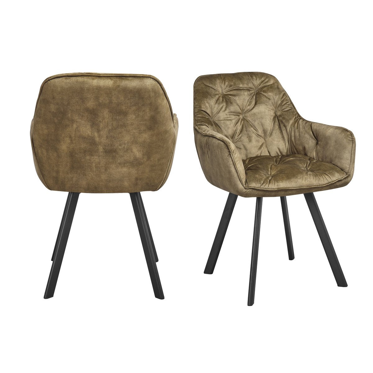 Eetkamerstoel set van 2 vintage fluweel velours groen