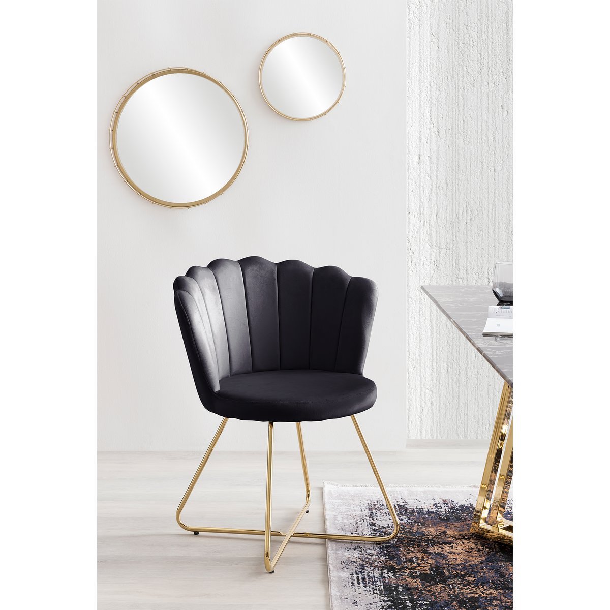 Velvet kuipstoelen set van 2 zwart