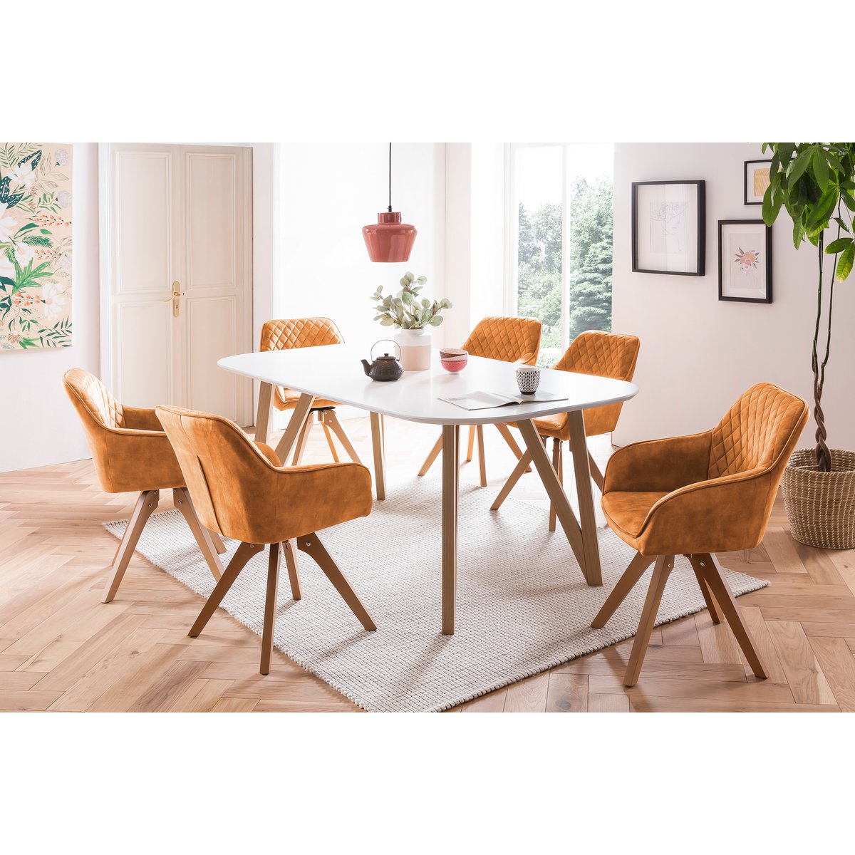Eettafel 180x90x76 cm wit eiken