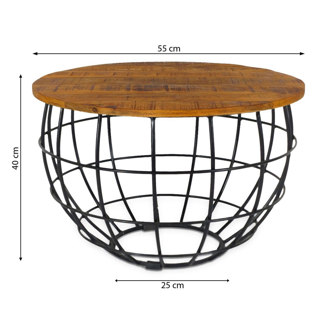 Bijzettafel Duurzame salontafel Woonkamer Tafel Ronde Lexington Ø 55 cm Metalen frame Solid