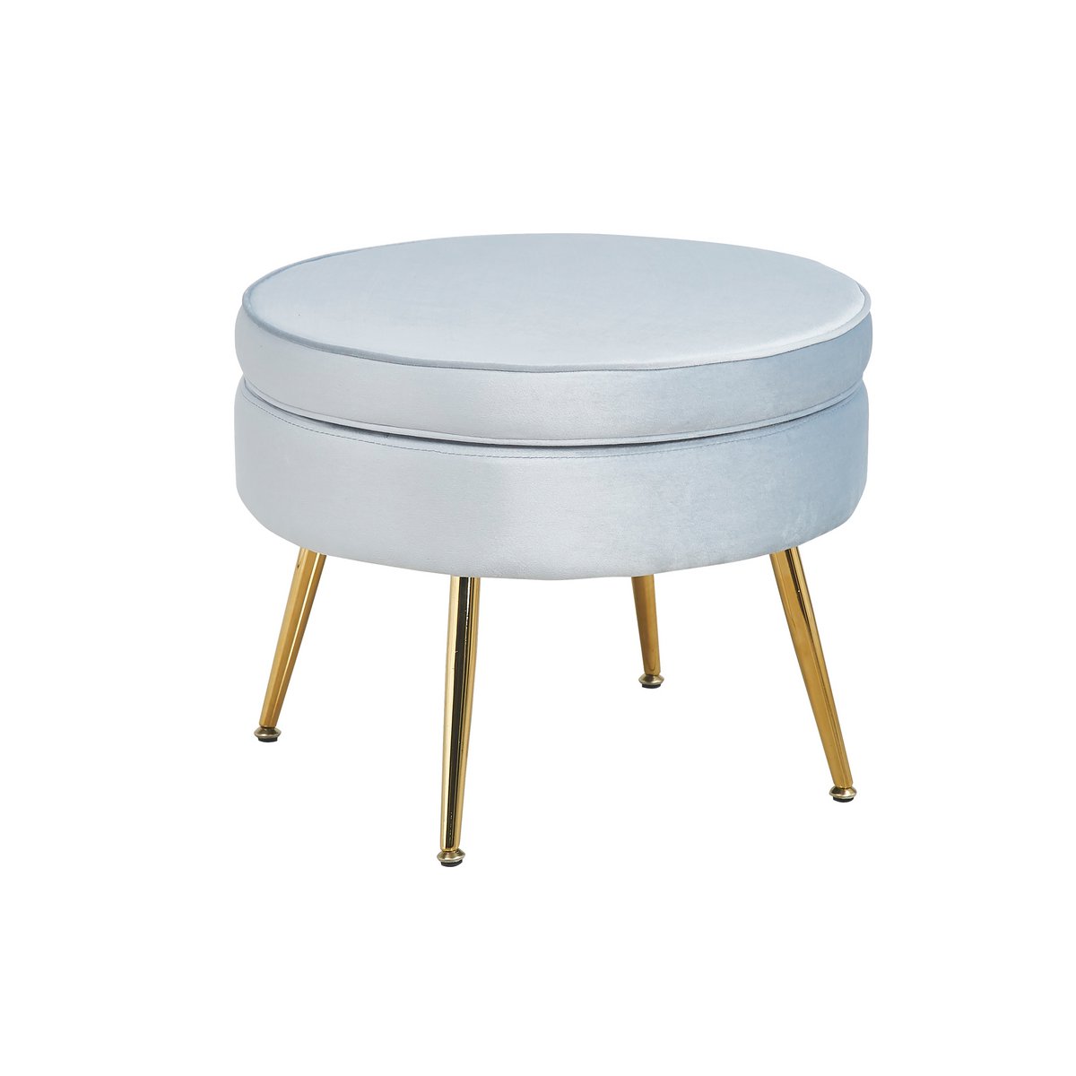 Ronde poef in lichtgrijs fluweel