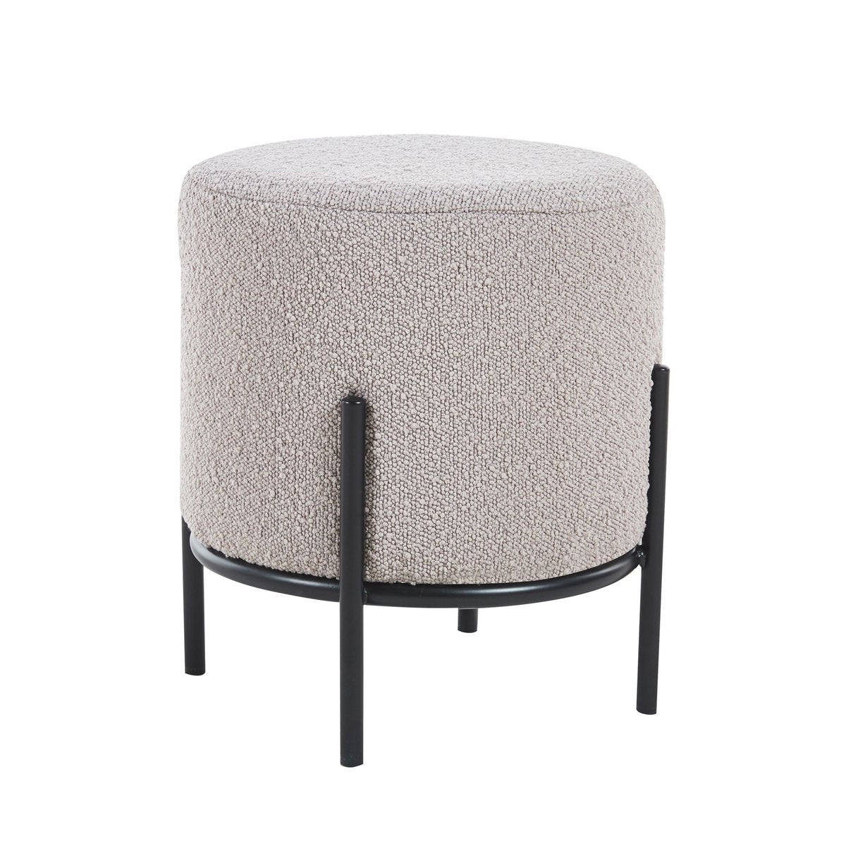 Polsterhocker Ø35 cm Bouclé Stof Taupe
